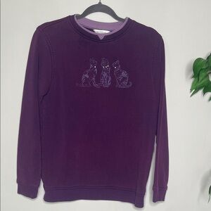 Northern Reflections Vintage Purple Cat Graphic Sweatshirt